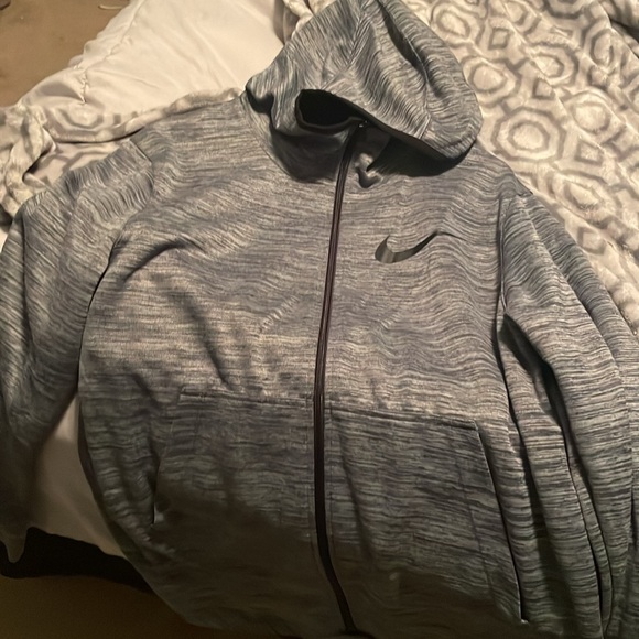Nike Hoodie Mens Large Dri-Fit Full Zip Gray Training Long Sleeve Running size L - Picture 3 of 8